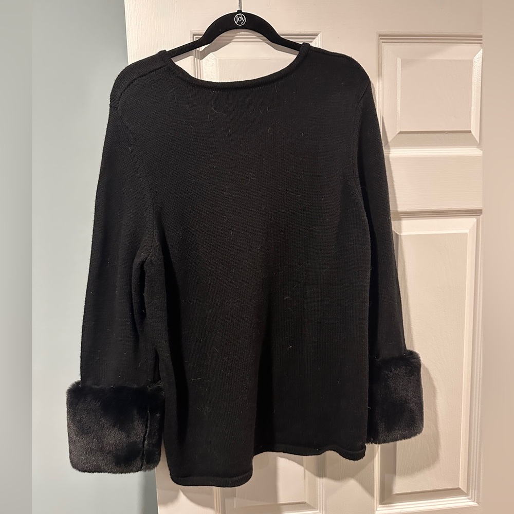 J McLaughlin wool sweater with removable fur cuffs